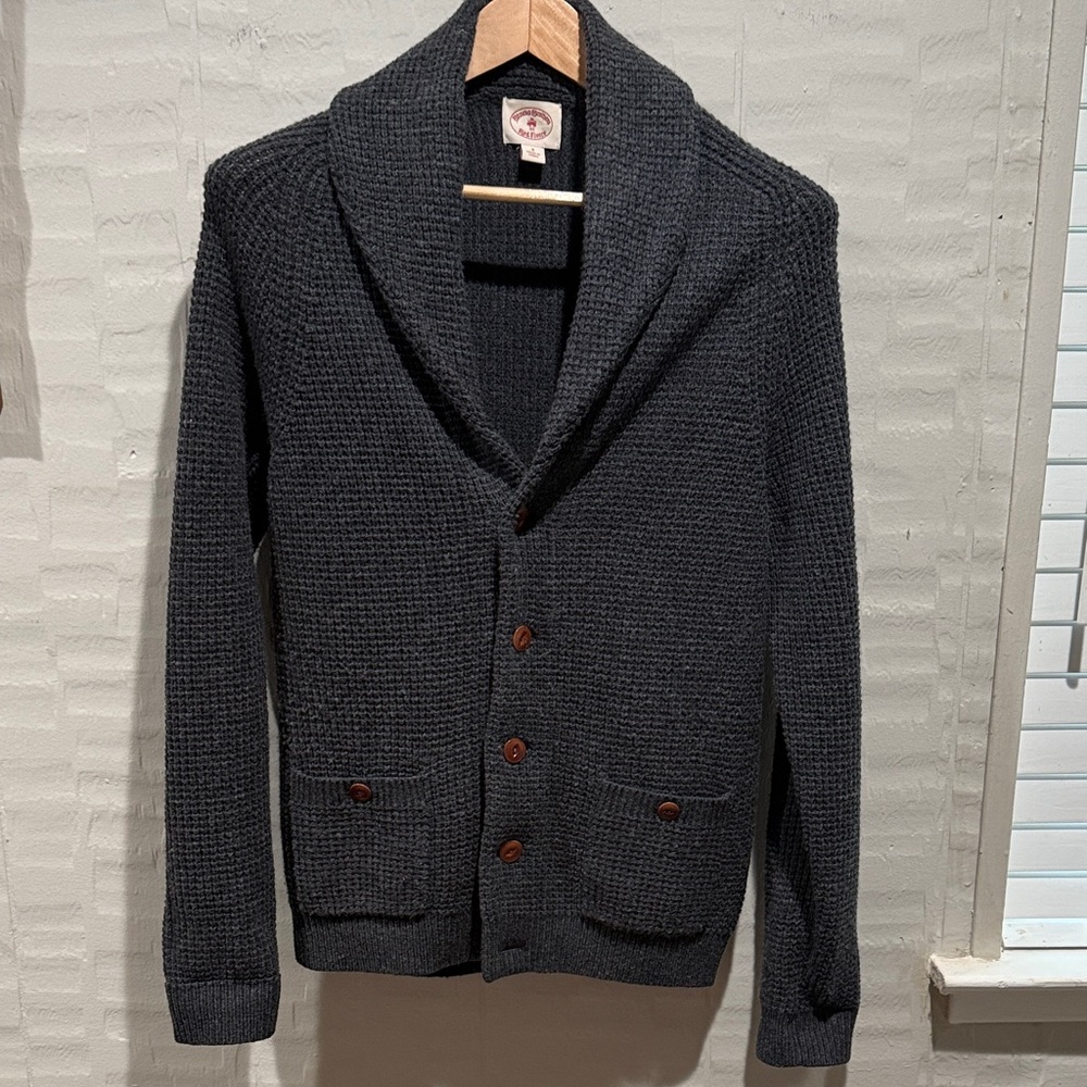 Brooks Brothers Red Fleece Line Shaw Cardigan in Lt Charcoal Gray (s)